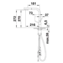 Blanco FONTAS-S II Filter Kitchen Mixer Tap With Pull-Out Hose - HP Chrome - 525198 14 Blanco FONTAS-S II Filter Kitchen Mixer Tap With Pull-Out Hose - HP Chrome - 525198 -Blanco Shop blanco 525198 dimensions1