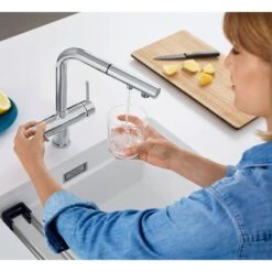 Blanco FONTAS-S II Filter Kitchen Mixer Tap With Pull-Out Hose - PVD Steel - 525199