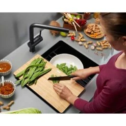 Blanco ETAGON 500-U Silgranit 1 Bowl Undermount Kitchen Sink With Manual InFino Waste - Black - 525887 -Blanco Shop blanco 525887 lifestyle