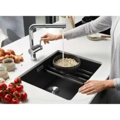 Blanco ETAGON 500-U Silgranit 1 Bowl Undermount Kitchen Sink With Manual InFino Waste - Black - 525887 -Blanco Shop blanco 525887 lifestyle1