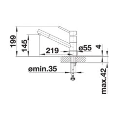Blanco KANO Siligranit Look Dual Finish Kitchen Mixer Tap - Soft White - 526951 -Blanco Shop blanco 526951 side view dimensions