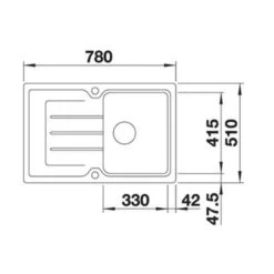 Blanco CLASSIC Neo 45 S Silgranit Reversible Kitchen Sink - Pearl Grey - BL467859 -Blanco Shop blanco bl467859 dimensions 1