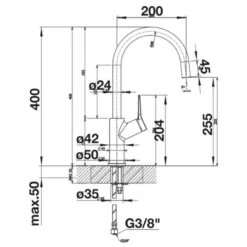 Blanco CARENA Galvanic Chrome Kitchen Tap - Chrome - BM3100CH -Blanco Shop blano carena 520766 dimensions