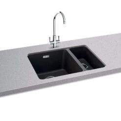 Carron Phoenix Haven 150-16 1.5 Bowl Undermount Kitchen Sink - Matt Black - 125.0696.034
