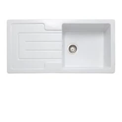 Rangemaster Austell 1 Bowl Fire Clay Ceramic Kitchen Sink - White - CAU10101WH/
