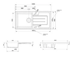 Rangemaster Austell 1 Bowl Fire Clay Ceramic Kitchen Sink - White - CAU10101WH/ 5 Rangemaster Austell 1 Bowl Fire Clay Ceramic Kitchen Sink - White - CAU10101WH/ -Blanco Shop c a cau10101wh 3