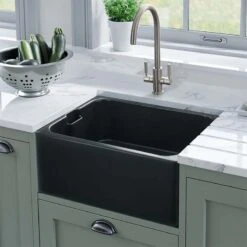 Rangemaster Farmhouse Belfast 1 Bowl Fire Clay Ceramic Kitchen Sink - Anthracite - CFBL595AN/ -Blanco Shop c f cfbl595an 3