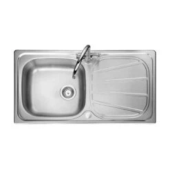Leisure Contour 1 Bowl Inset Kitchen Sink With Reversible Drainer - Polished Stainless Steel - CN950/