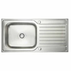 Prima Deep 1 Bowl & Drainer Inset Polished Steel Kitchen Sink - CPR030
