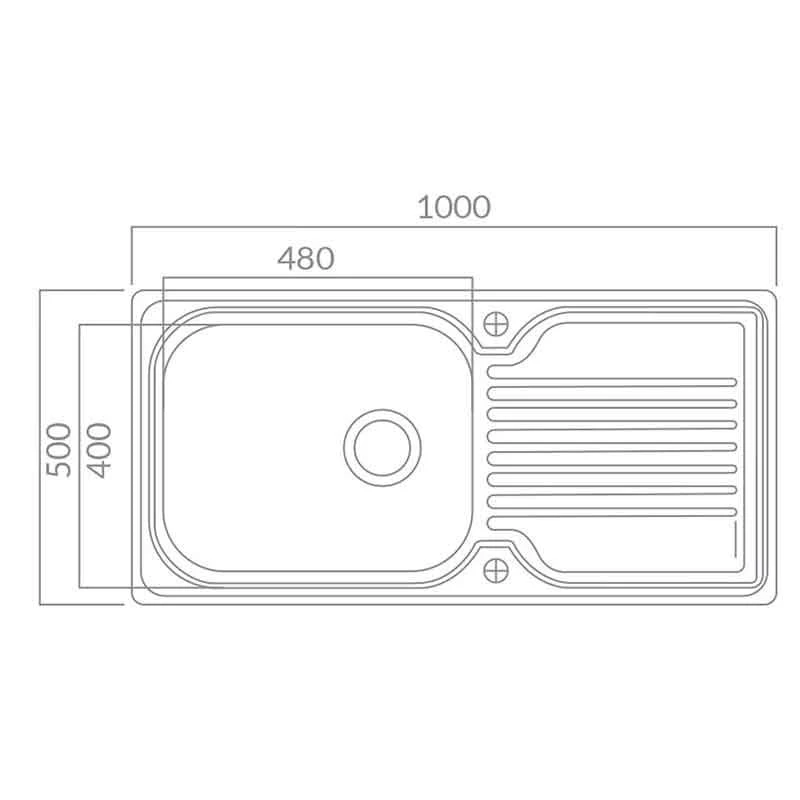 Prima Deep 1 Bowl & Drainer Inset Polished Steel Kitchen Sink - CPR030 2 Prima Deep 1 Bowl & Drainer Inset Polished Steel Kitchen Sink - CPR030 - Image 2