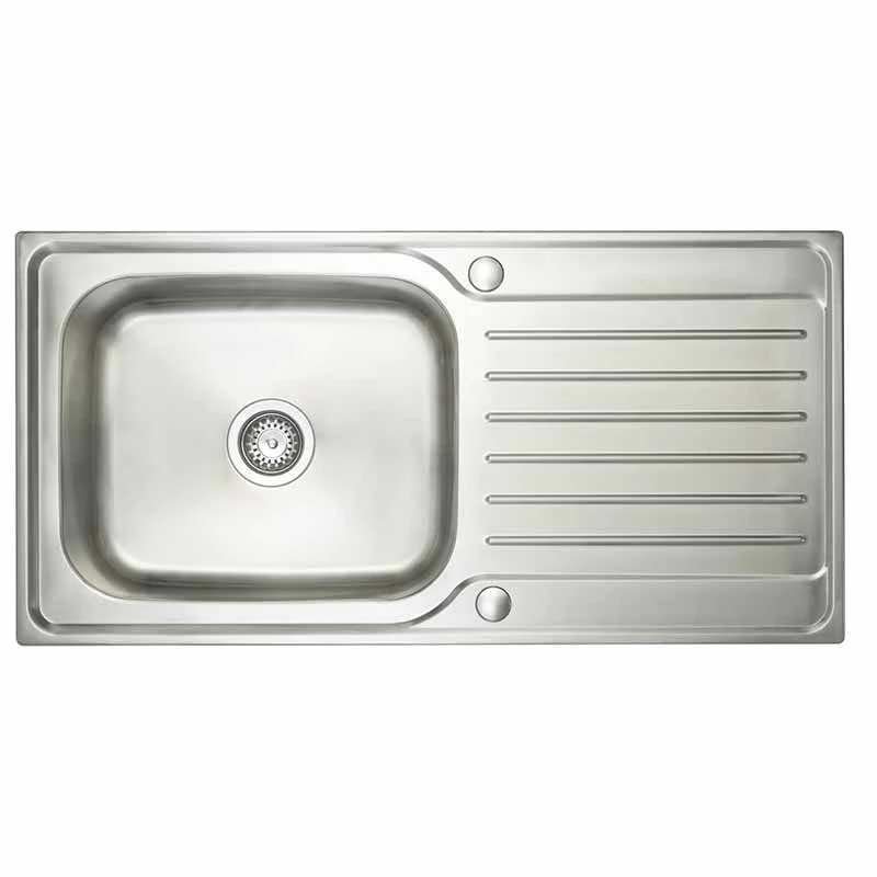 Prima Deep 1 Bowl & Drainer Inset Polished Steel Kitchen Sink - CPR030 1 Prima Deep 1 Bowl & Drainer Inset Polished Steel Kitchen Sink - CPR030