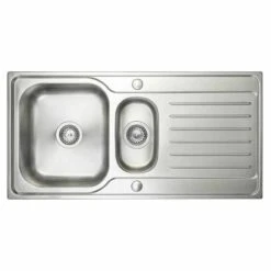 Prima Deep 1.5 Bowl & Drainer Inset Polished Steel Kitchen Sink - CPR032