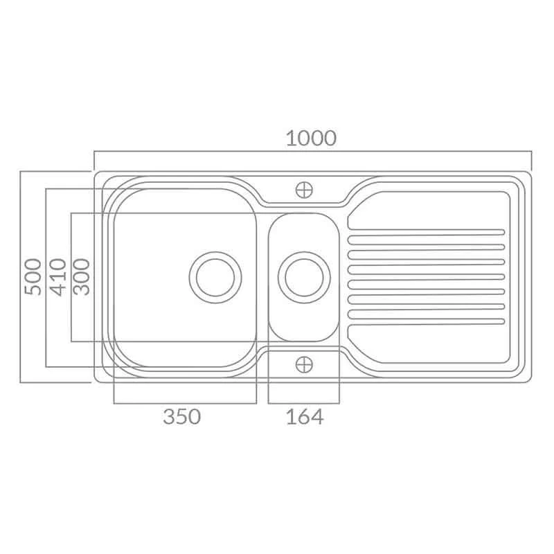 Prima Deep 1.5 Bowl & Drainer Inset Polished Steel Kitchen Sink - CPR032 2 Prima Deep 1.5 Bowl & Drainer Inset Polished Steel Kitchen Sink - CPR032 - Image 2