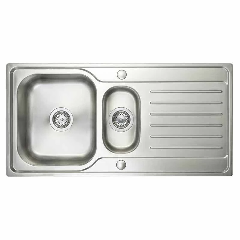 Prima Deep 1.5 Bowl & Drainer Inset Polished Steel Kitchen Sink - CPR032 1 Prima Deep 1.5 Bowl & Drainer Inset Polished Steel Kitchen Sink - CPR032