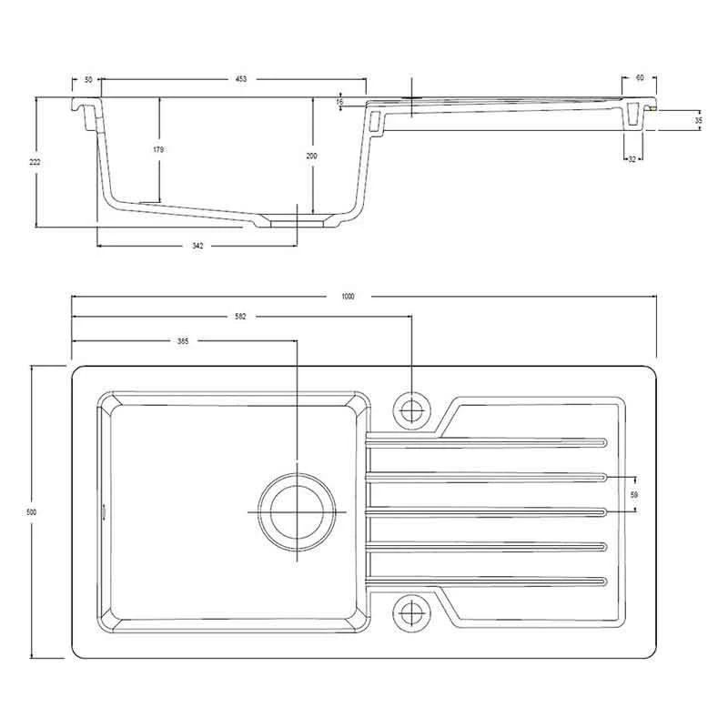 Prima 1 Bowl & Drainer Reversible Inset Ceramic Kitchen Sink - White - CPR412 2 Prima 1 Bowl & Drainer Reversible Inset Ceramic Kitchen Sink - White - CPR412 - Image 2