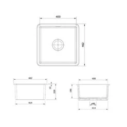 Rangemaster Rustique 462x462 1 Bowl Fire Clay Ceramic Kitchen Sink - White - CRUB4040WH/ -Blanco Shop c r crub4040wh 3