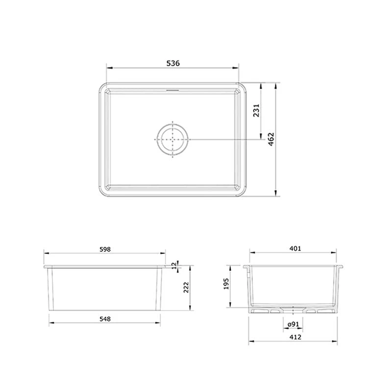 Rangemaster Rustique 598x462 1 Bowl Fire Clay Ceramic Kitchen Sink - White - CRUB5340WH/ 3 Rangemaster Rustique 598x462 1 Bowl Fire Clay Ceramic Kitchen Sink - White - CRUB5340WH/ - Image 3