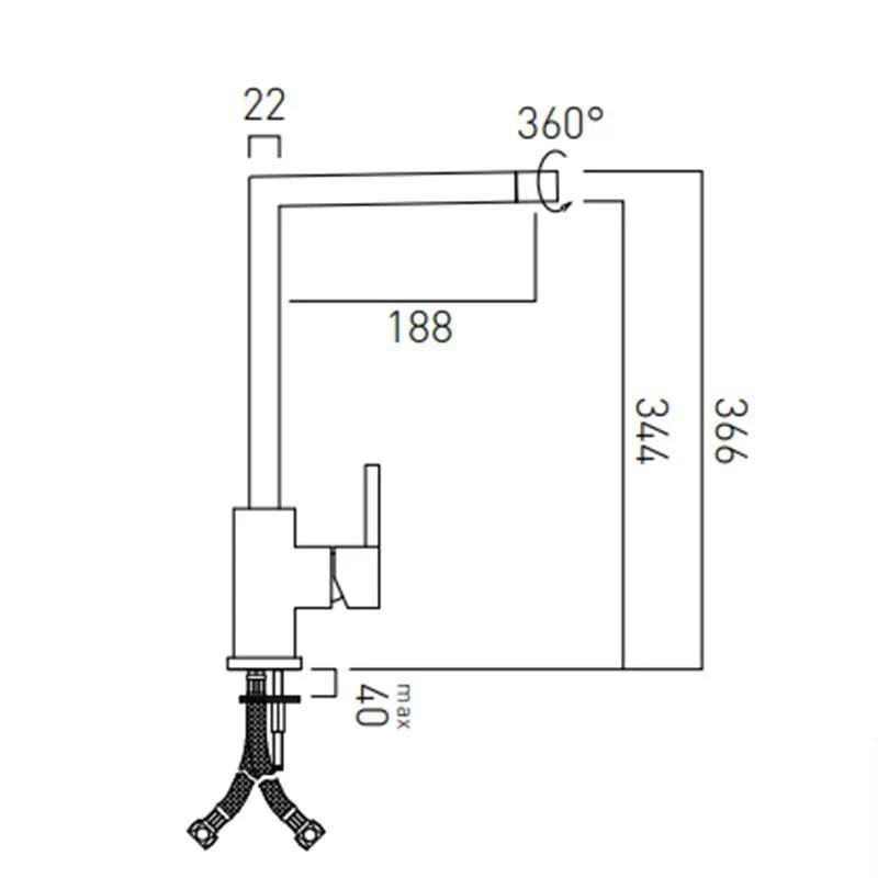 Vado Tetra Mono Sink Mixer Deck Mounted - Stainless Steel - CUC-1011-S/S 2 Vado Tetra Mono Sink Mixer Deck Mounted - Stainless Steel - CUC-1011-S/S - Image 2