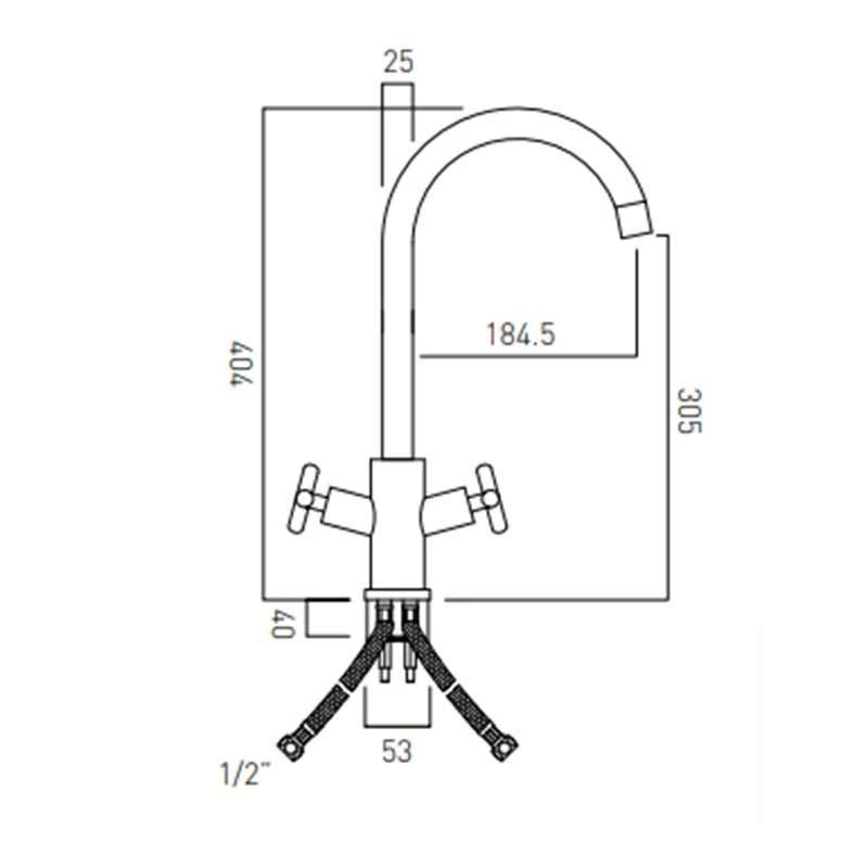 Vado Elements Steel Mono Sink Mixer Deck Mounted - Stainless Steel - CUC-1063-S/S 2 Vado Elements Steel Mono Sink Mixer Deck Mounted - Stainless Steel - CUC-1063-S/S - Image 2