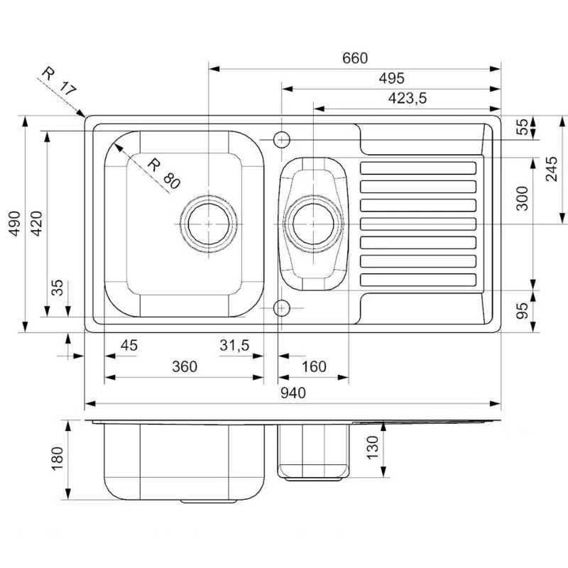 Reginox Centurio 1.5 Bowl Stainless Steel Kitchen Sink Reversible - CENTURIO L 1.5 2 Reginox Centurio 1.5 Bowl Stainless Steel Kitchen Sink Reversible - CENTURIO L 1.5 - Image 2