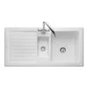 Rangemaster Rustic 1.5 Bowl Fire Clay Ceramic Kitchen Sink - White - CRT10202WH/