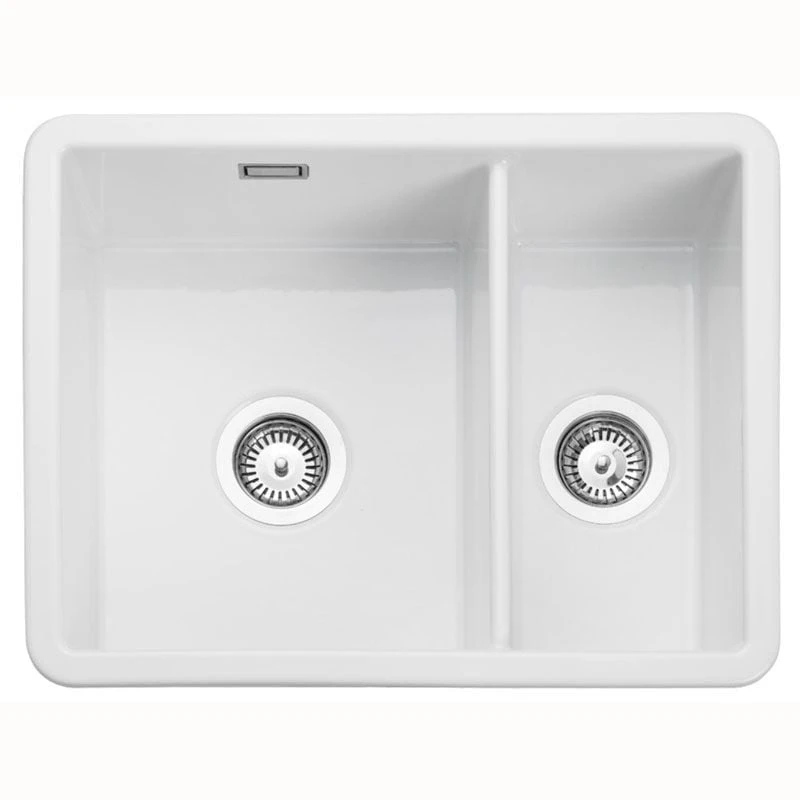 Rangemaster Rustique 1.5 Bowl Fire Clay Ceramic Kitchen Sink - White - CRUB3216WH/ 1 Rangemaster Rustique 1.5 Bowl Fire Clay Ceramic Kitchen Sink - White - CRUB3216WH/