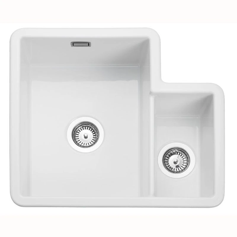 Rangemaster Rustique 1.3 Bowl Fire Clay Ceramic Kitchen Sink - White - CRUB3214WH/ 1 Rangemaster Rustique 1.3 Bowl Fire Clay Ceramic Kitchen Sink - White - CRUB3214WH/