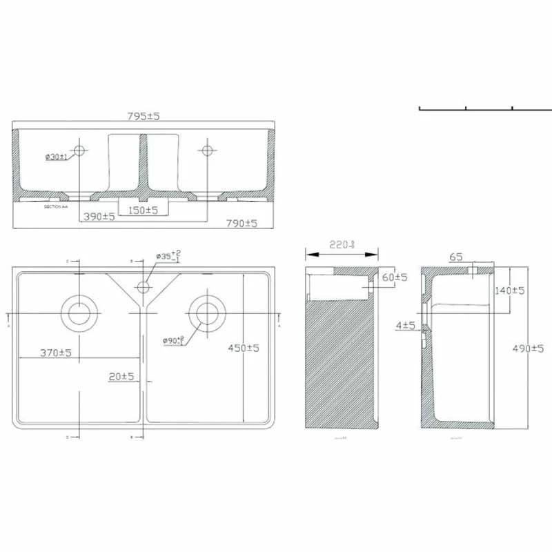 Reginox Dublin 2 Bowl Ceramic Belfast Style Sink - Pure White - DUBLIN 2 Reginox Dublin 2 Bowl Ceramic Belfast Style Sink - Pure White - DUBLIN - Image 2