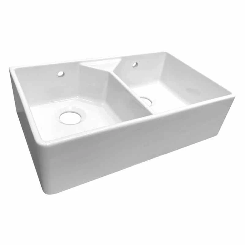 Reginox Dublin 2 Bowl Ceramic Belfast Style Sink - Pure White - DUBLIN 1 Reginox Dublin 2 Bowl Ceramic Belfast Style Sink - Pure White - DUBLIN