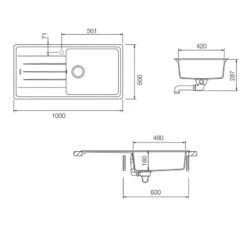 Rangemaster Elements 1 Bowl Igneous Granite Kitchen Sink - Stone - ELE1051SN/ 5 Rangemaster Elements 1 Bowl Igneous Granite Kitchen Sink - Stone - ELE1051SN/ -Blanco Shop e l ele1051sn 3