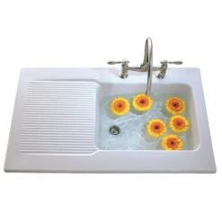 Villeroy & Boch Provence 1 Bowl Reversible Ceramic Kitchen Sink & Drainer - White - EV6738
