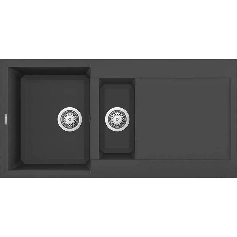 Reginox EASY 475 Elleci 1.5 Bowl Granite Kitchen Sink - Black - EASY 475 B 1 Reginox EASY 475 Elleci 1.5 Bowl Granite Kitchen Sink - Black - EASY 475 B