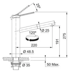 Franke Tango Neo Top Lever Pull-Out Nozzle Tap - Stainless Steel - 115.0596.388 -Blanco Shop f r franke tango 1150596388 dimensions
