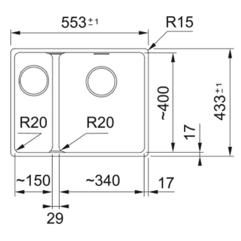 Franke Maris 1.5 Bowl Undermount Fragranite Kitchen Sink MRG 160-34-15 - Left Hand - Oyster - 125.0688.517 2 Franke Maris 1.5 Bowl Undermount Fragranite Kitchen Sink MRG 160-34-15 - Left Hand - Oyster - 125.0688.517 - Image 2