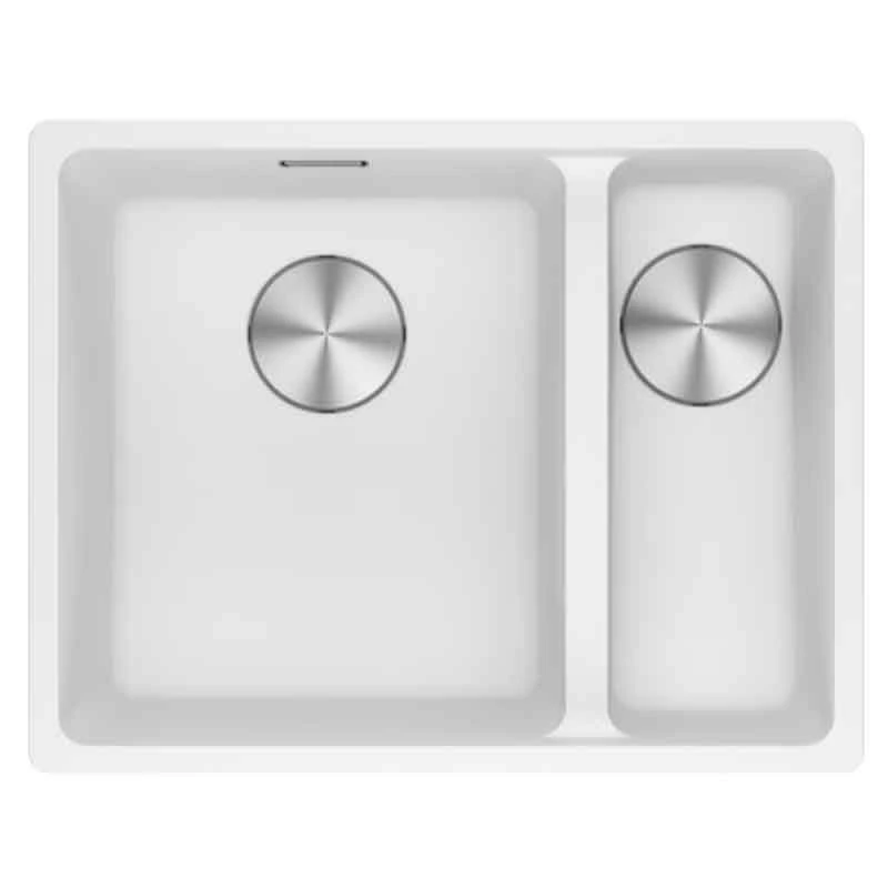 Franke Maris 1.5 Bowl Undermount Fragranite Kitchen Sink MRG 160-34-15 - Right Hand - Polar White - 125.0688.520 1 Franke Maris 1.5 Bowl Undermount Fragranite Kitchen Sink MRG 160-34-15 - Right Hand - Polar White - 125.0688.520