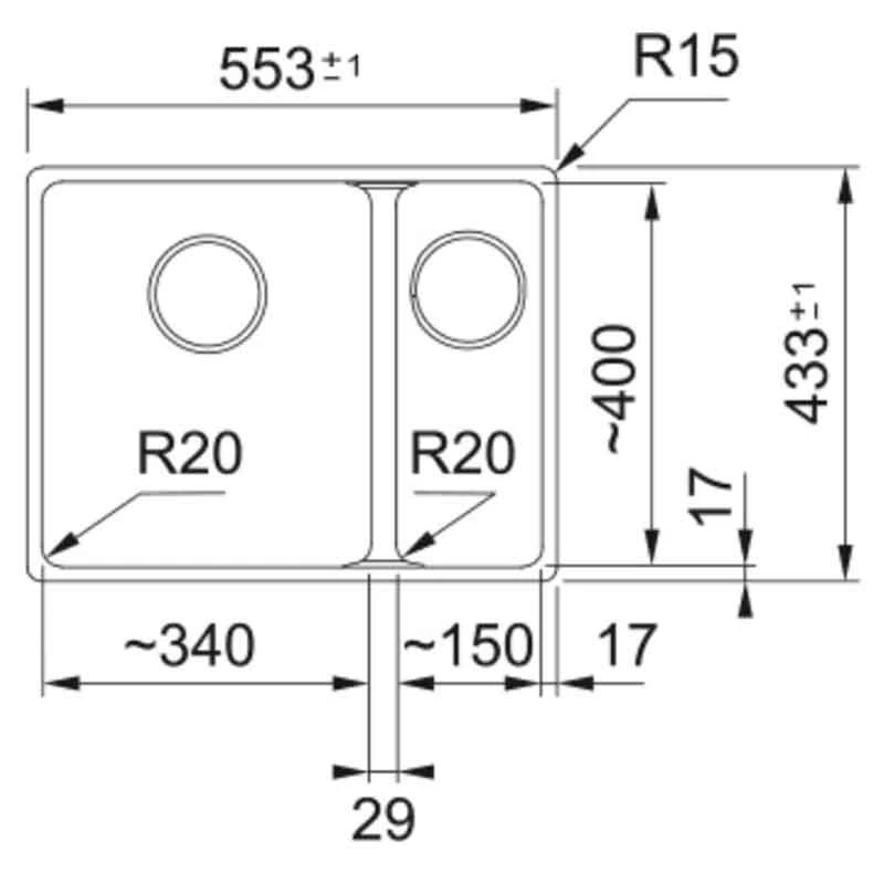 Franke Maris 1.5 Bowl Undermount Fragranite Kitchen Sink MRG 160-34-15 - Right Hand - Coffee - 125.0688.521 2 Franke Maris 1.5 Bowl Undermount Fragranite Kitchen Sink MRG 160-34-15 - Right Hand - Coffee - 125.0688.521 - Image 2