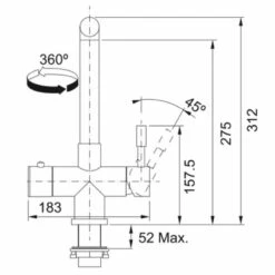 Franke Minerva Mondial 3-in-1 Manual Kitchen Tap - Stainless Steel - 119.0518.864 -Blanco Shop franke minerva 1190518864 dimensions 1