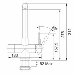 Franke Minerva Mondial 4-in-1 Electronic Kitchen Tap - Copper - 119.0625.348 -Blanco Shop franke minerva 1190625348 dimensions 1