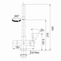 Franke Minerva Helix 4-in-1 Electronic Kitchen Tap - Copper - 119.0625.398 -Blanco Shop franke minerva 1190625398 dimensions 1