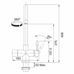 Franke Minerva Helix 4-in-1 Electronic Kitchen Tap - Industrial Black - 119.0625.400 9 Franke Minerva Helix 4-in-1 Electronic Kitchen Tap - Industrial Black - 119.0625.400 -Blanco Shop franke minerva 1190625400 dimensions 1