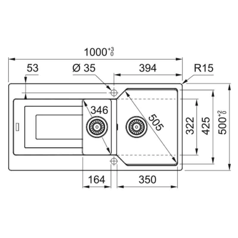 Franke Urban 1.5 Bowl Inset Fragranite Kitchen Sink Reversible UBG 651 - Matt Black & Colourline Waste - 114.0689.390 2 Franke Urban 1.5 Bowl Inset Fragranite Kitchen Sink Reversible UBG 651 - Matt Black & Colourline Waste - 114.0689.390 - Image 2