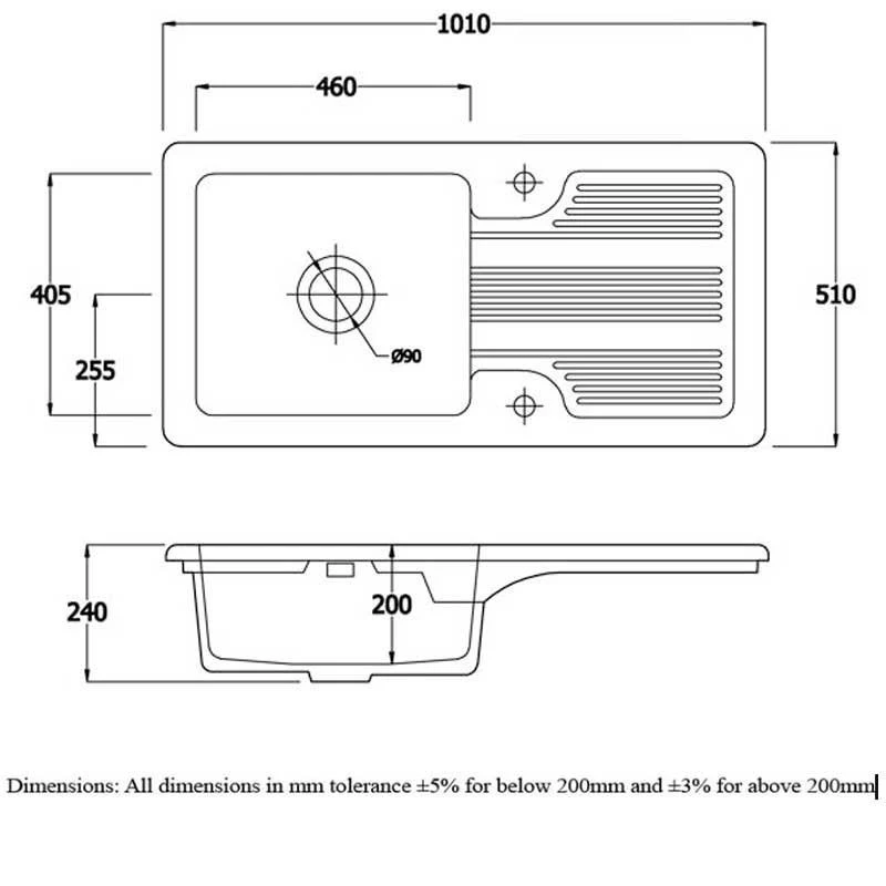 RAK Ceramics Gourmet Sink 4 - Single Bowl Kitchen Sink With Reversible Drainer - GOSINK4V2 3 RAK Ceramics Gourmet Sink 4 - Single Bowl Kitchen Sink With Reversible Drainer - GOSINK4V2 - Image 3