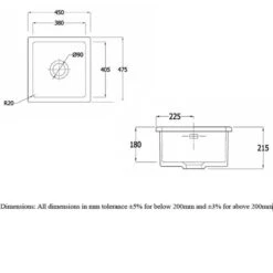 RAK Ceramics Gourmet Sink 6 - Square Over/Under Counter Kitchen Sink - GOSINK6 -Blanco Shop g o gosink6 2