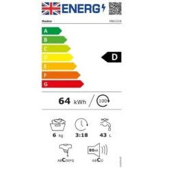 Haden HW1216 Freestanding 6kg 1200rpm Washing Machine - White - HW1216 -Blanco Shop h a haden hw1216 energy label
