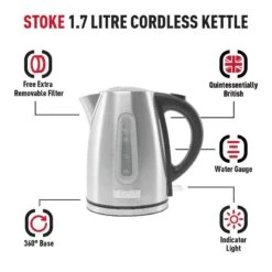 Haden Stoke 1.7 Litre Kettle - Brushed Steel - 196842 7 Haden Stoke 1.7 Litre Kettle - Brushed Steel - 196842 -Blanco Shop h a haden stoke 196842 2