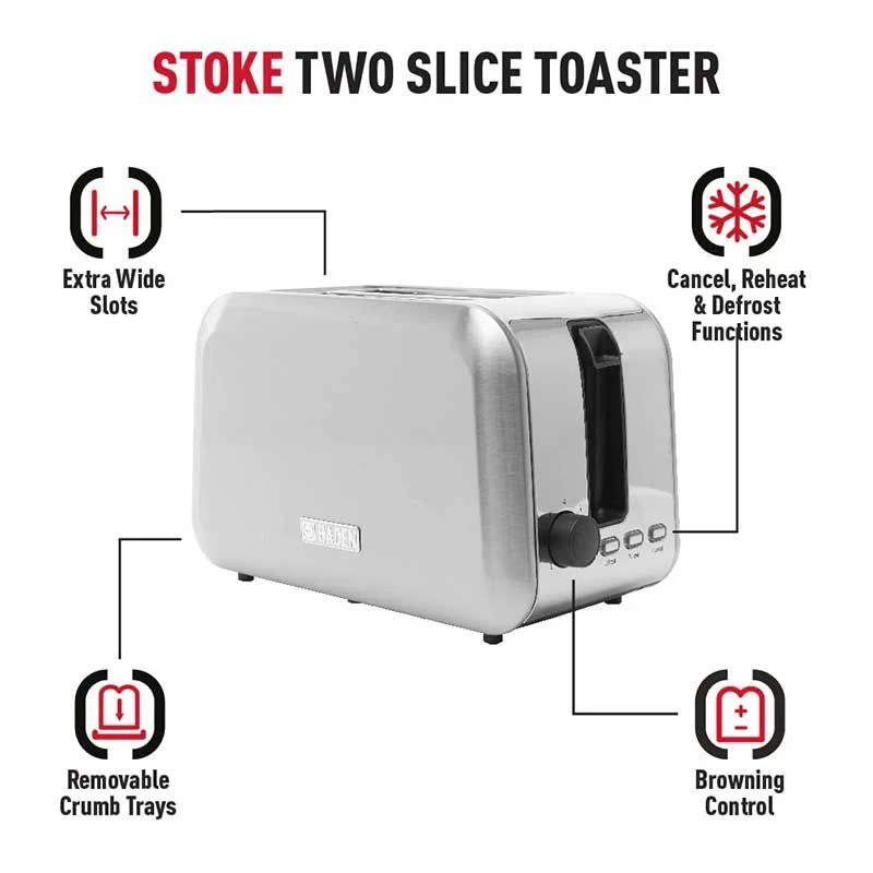 Haden Stoke 2 Slice Toaster - Brushed Steel - 196859 3 Haden Stoke 2 Slice Toaster - Brushed Steel - 196859 - Image 3