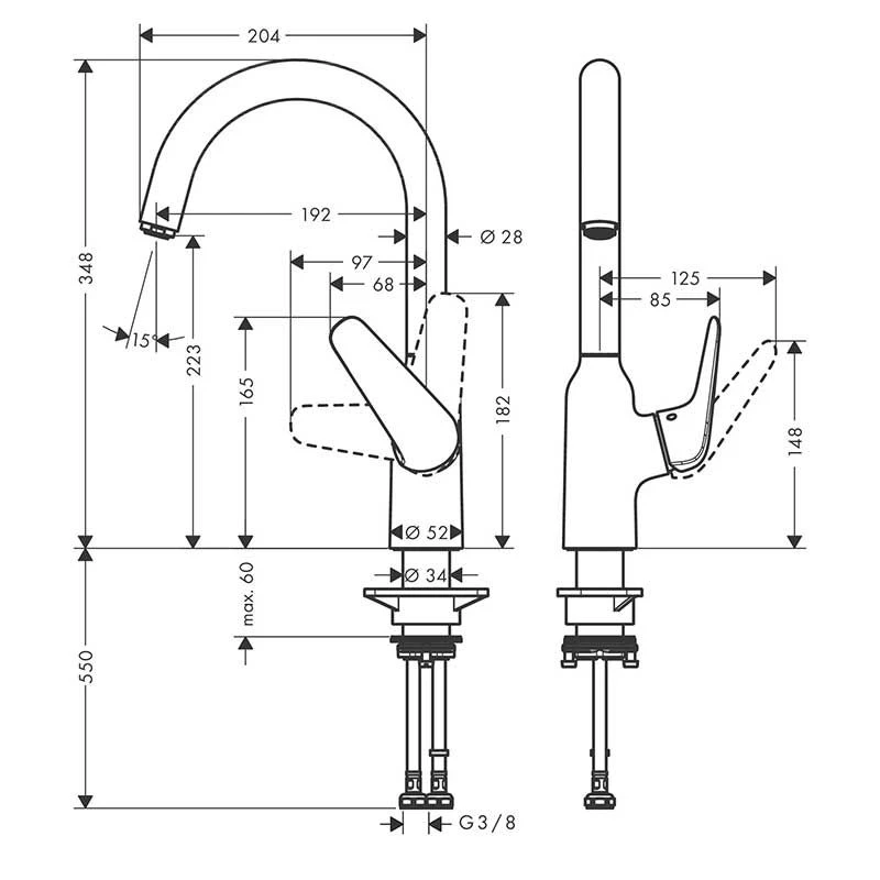 Hansgrohe Focus M42 Single Lever Kitchen Mixer Tap 220 Single Spray Mode - Chrome - 71802000 2 Hansgrohe Focus M42 Single Lever Kitchen Mixer Tap 220 Single Spray Mode - Chrome - 71802000 - Image 2