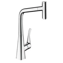 Hansgrohe Metris Select M71 EcoSmart Single Lever Kitchen Mixer Tap 320 With Pull-Out Spout Single Spray Mode - Chrome - 14786000