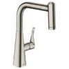 Hansgrohe Metris M71 Single Lever Kitchen Mixer Tap 220 With Pull Out Spray 2 Spray Modes - Stainless Steel - 14834800