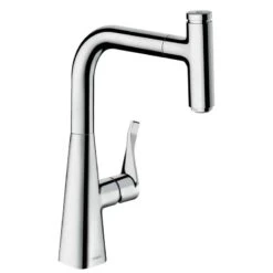 Hansgrohe Metris Select M71 Single Lever Kitchen Mixer Tap 240 With Pull-Out Spout Single Spray Mode - Chrome - 14857000